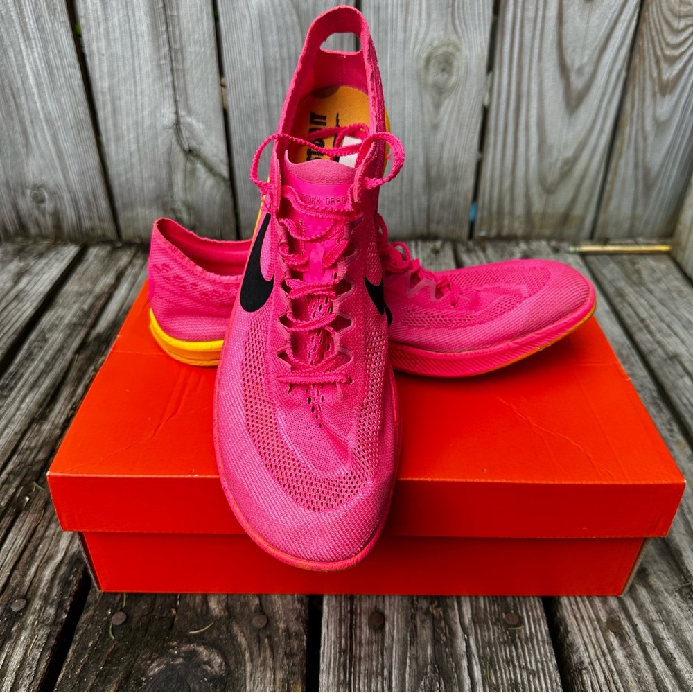 Nike ZoomX Dragonfly Track spikes, hyper pink/black- laser Orange, size 10